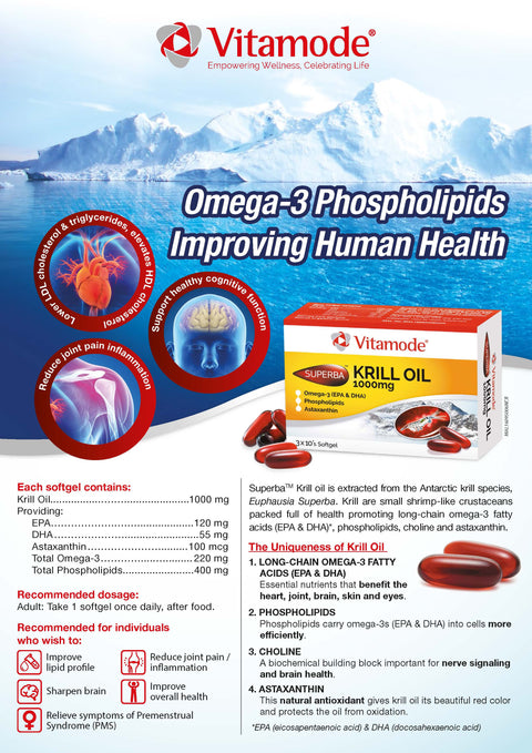 Vitamode® Superba Krill Oil 1000mg Softgel 30's