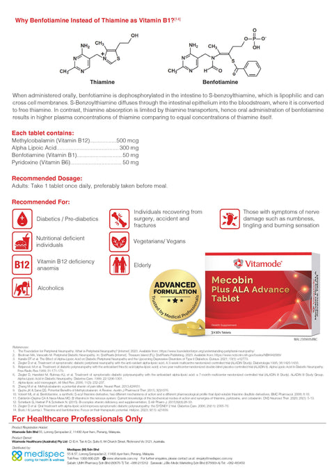 Vitamode® Mecobin Plus ALA Advance Tablet 30's